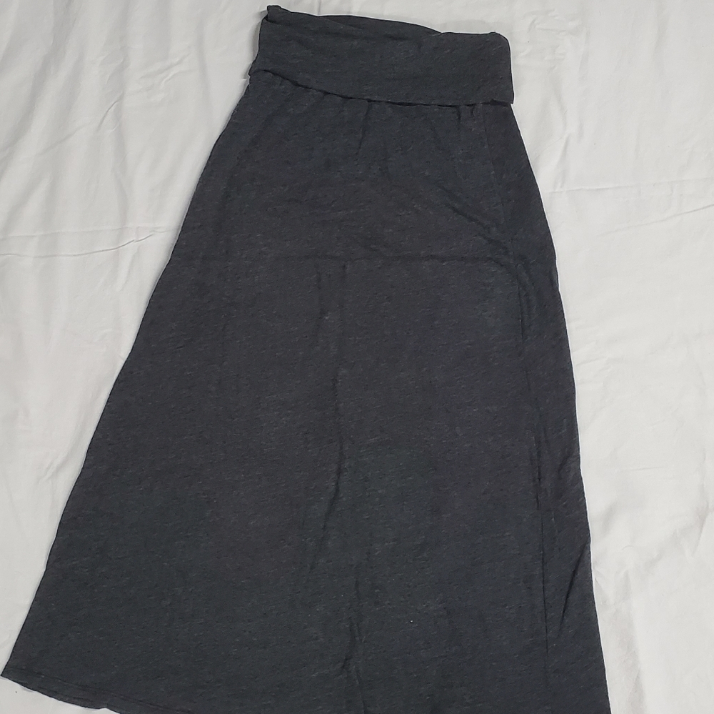 Fold Top Knit Grey Maxi Skirt